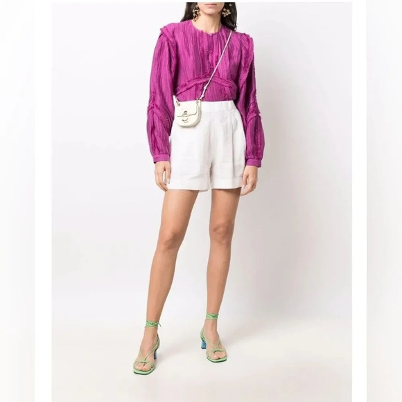 IRO Paris Camer Pleated Long Sleeve Blouse Violet Purple Size 6 - Picture 2 of 9